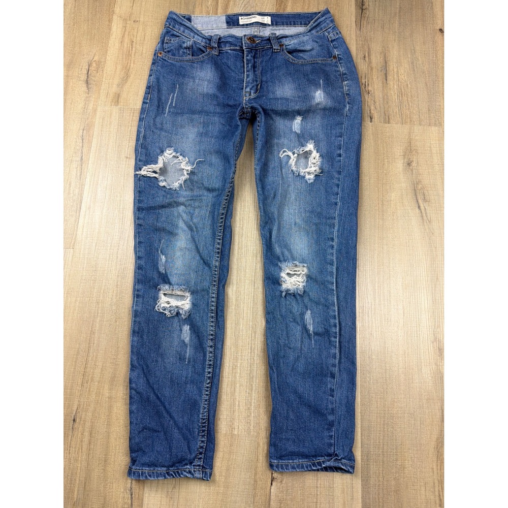 Cotton On Boyfriend Distressed Ripped Jeans Medium Wash Blue Size 4 235584